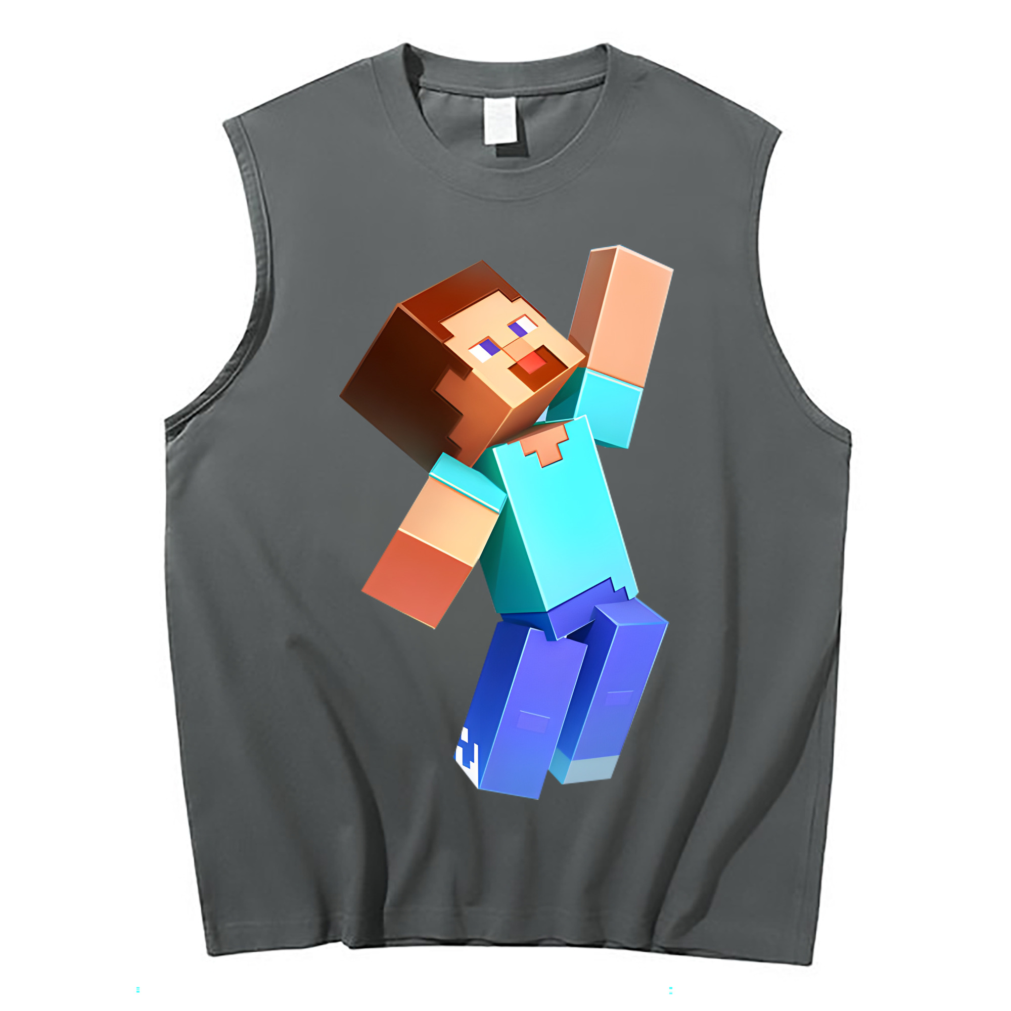（画像用） マインクラフト ブロックの世界 Minecraft MC Block world コットン100％タンクトップ（フロントプリント）